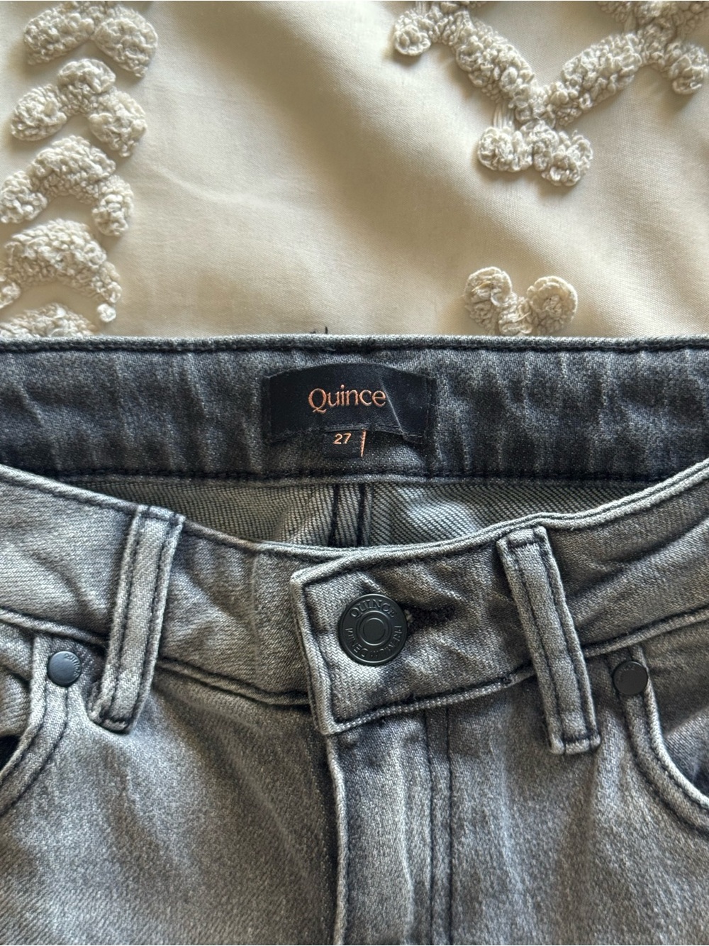 Quince Organic Cotton Bella Stretch Wide Leg Jeans W27 28inseam - Greyed Out - Picture 8 of 10